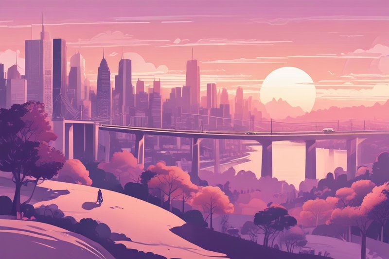 Ciudad en crecimiento con escudo