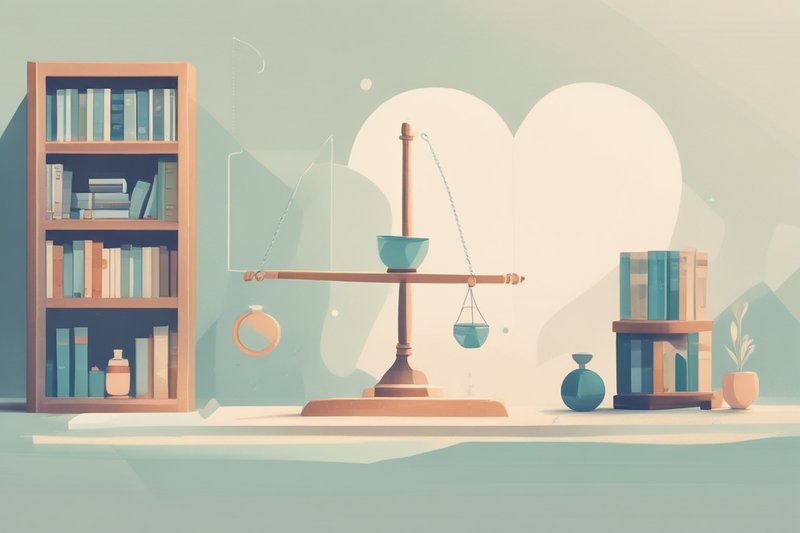 Ilustración pastel: Balanza entre corazón y monedas