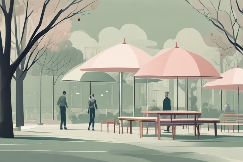 Ilustración pastel: Red de protección para trabajador