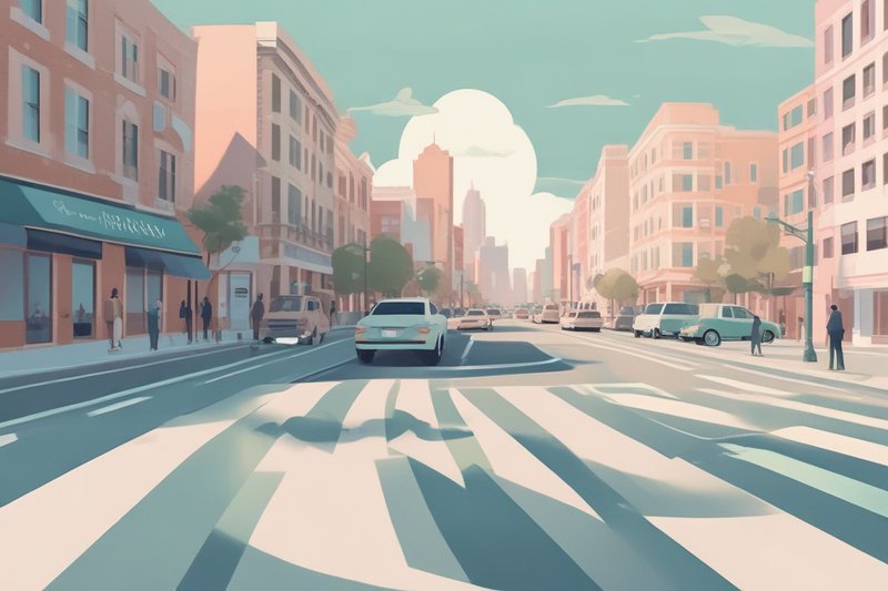 Ilustración pastel: Escudo entre auto y peatón