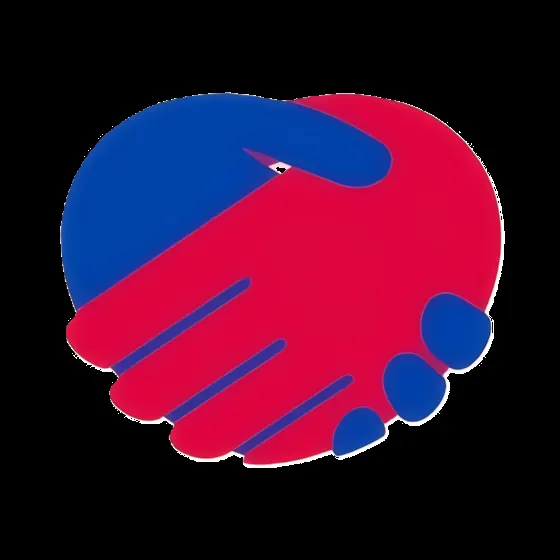 Logo Buen Intercambio - apretón de manos en forma de corazón