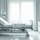 Seguro de Gastos Médicos — Atención hospitalaria privada Habitación de hospital moderna y limpia con cama, monitor y equipo médico, imagen del seguro de gastos médicos.