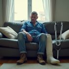 Seguro de Invalidez: persona de 40 años con limitación física Hombre de unos 40 años con una limitación física que le impide trabajar, imagen del seguro de invalidez de Buen Intercambio.