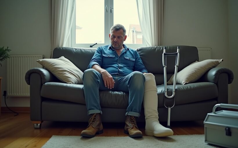 Hombre de unos 40 años con una limitación física que le impide trabajar, imagen del seguro de invalidez de Buen Intercambio.