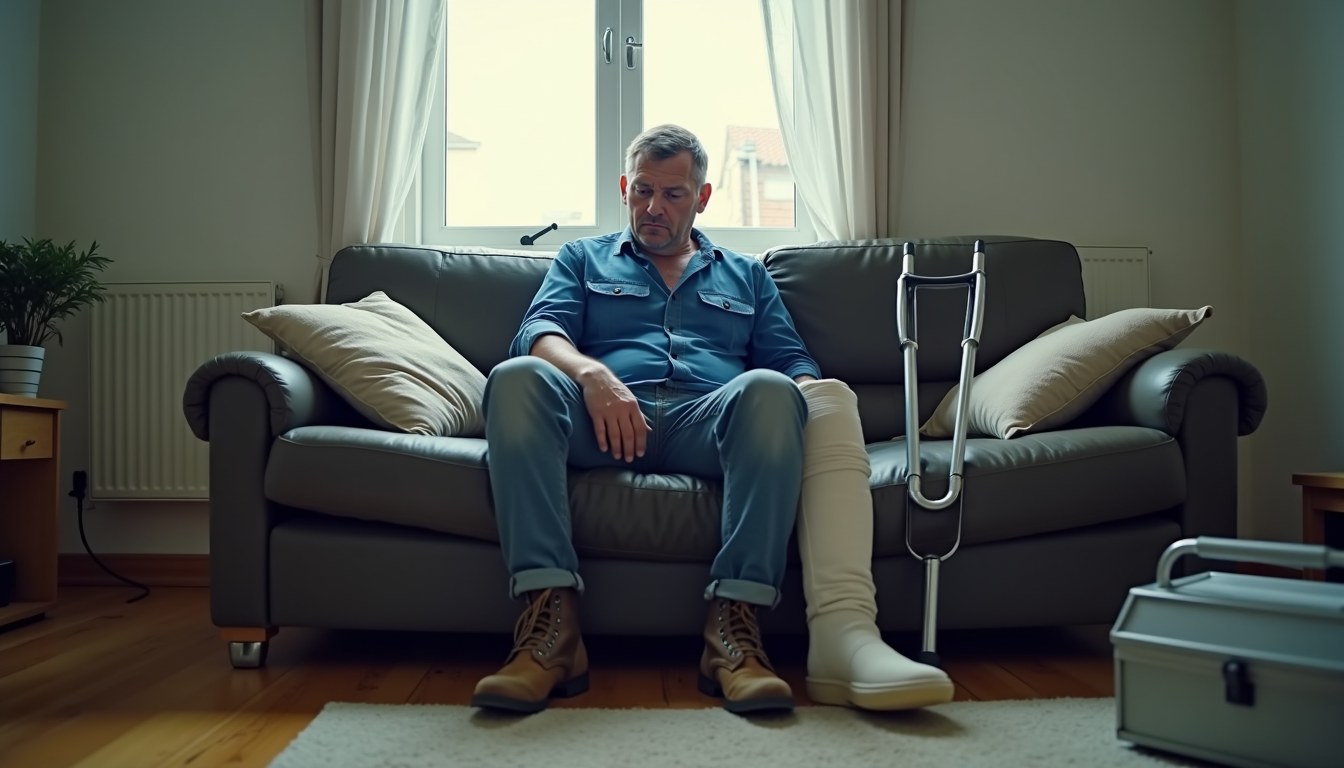 Hombre de unos 40 años con una limitación física que le impide trabajar, imagen del seguro de invalidez de Buen Intercambio.
